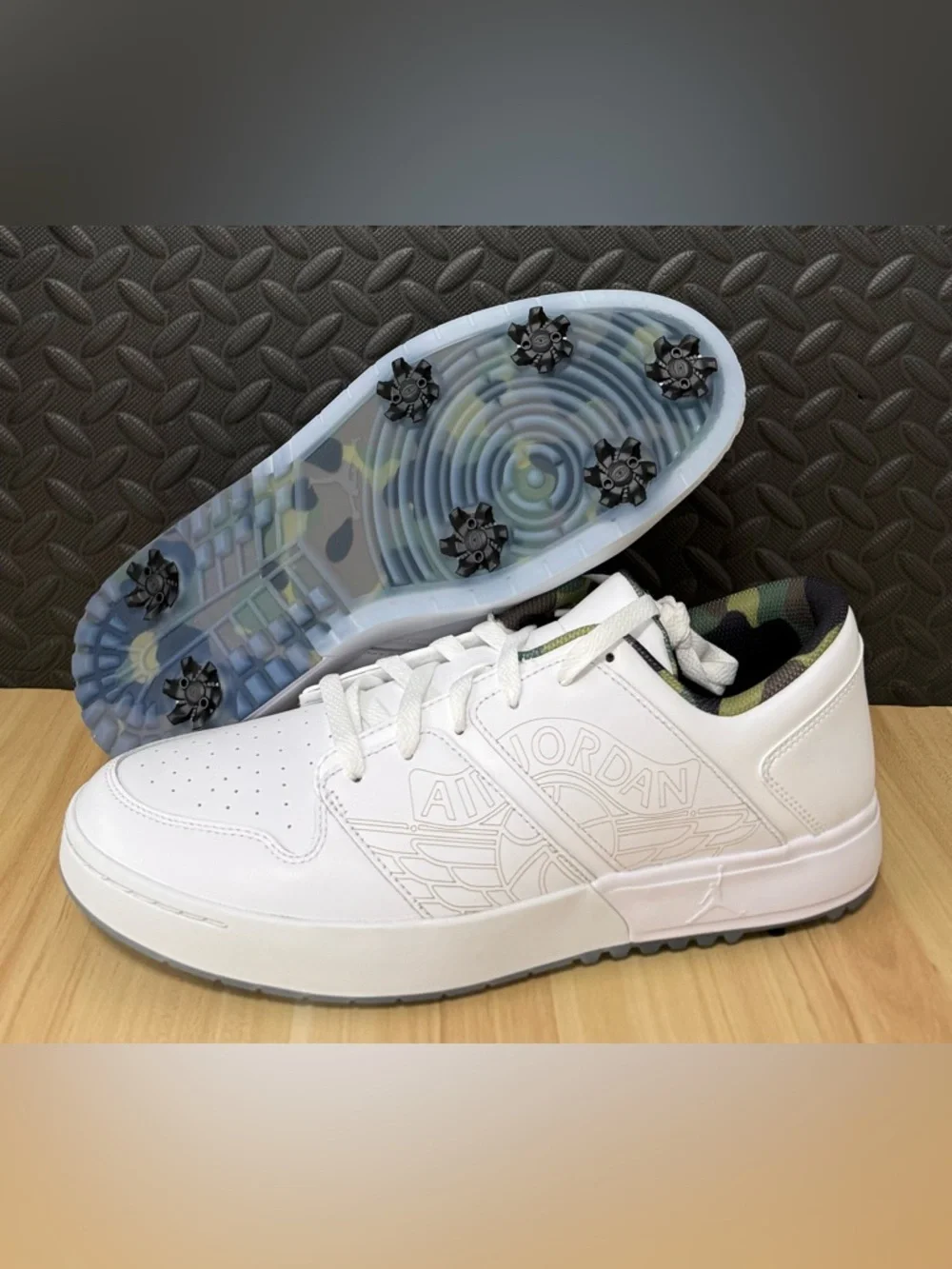 Air Jordan NU Retro 1 G Golf Shoes White Camo Green FZ4153-102 Mens Size 12.5